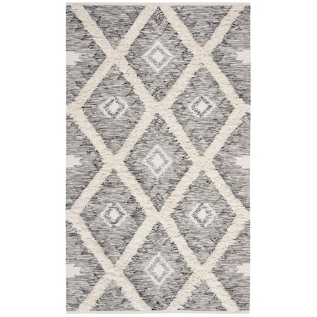 Safavieh Hand Woven 9 x 12 ft. Kenya Global Rug, Black & Ivory - Rectangle KNY455Z-9